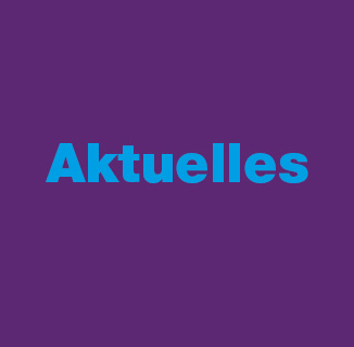 Auf lila Hintergrund steht "Aktuelles" in blau
